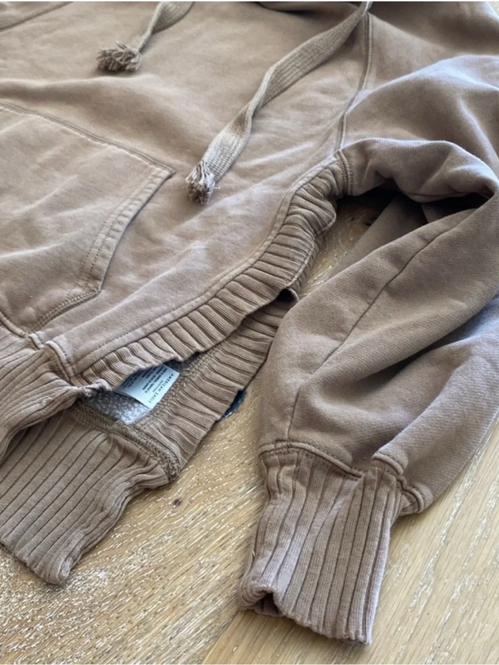 American Eagle Tan Oversized Side-Slit Hoodie-XS - Picture 7 of 10